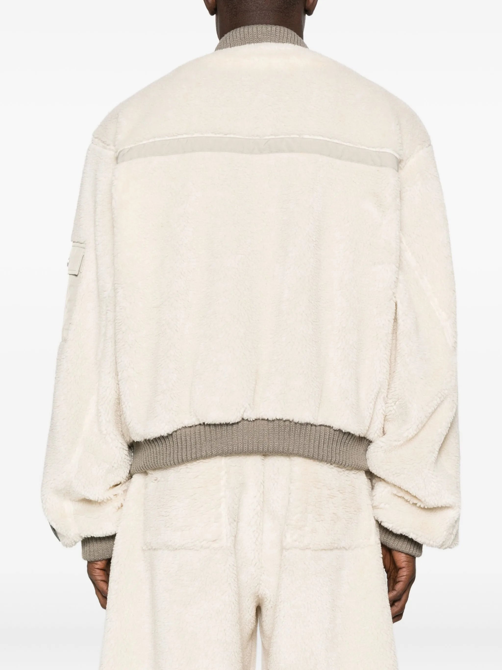 fleece-texture bomber jacket - 3