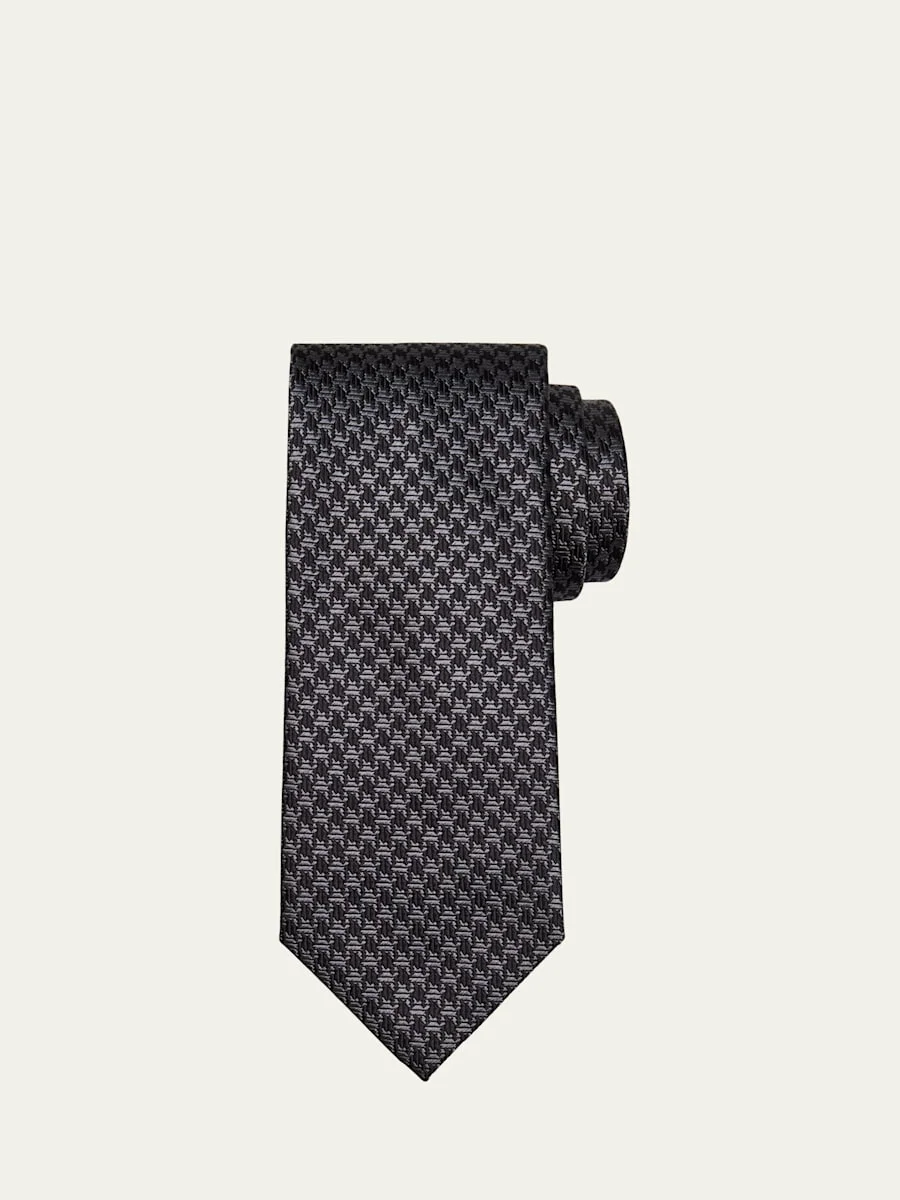 Men's Bicolor Silk Houndstooth Tie - 1