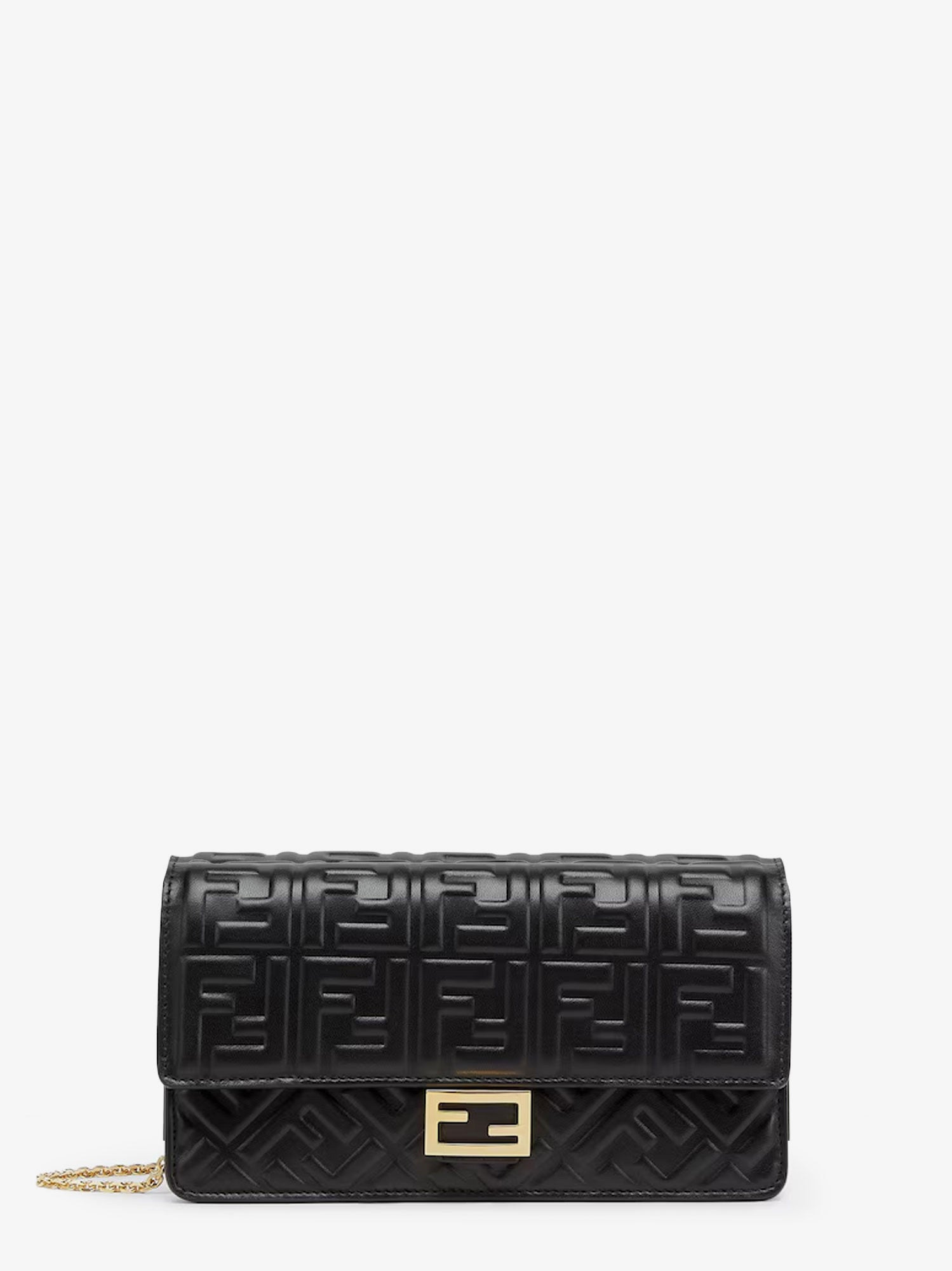 Baguette Wallet On Chain Leather Shoulder Bag With Ff Motif - 1