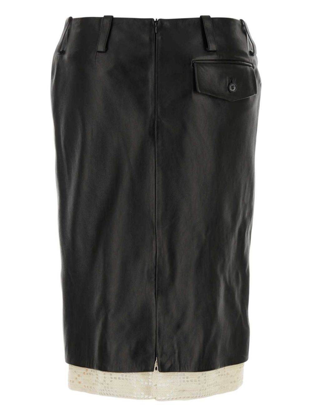 crochet-trimmed leather skirt - 2