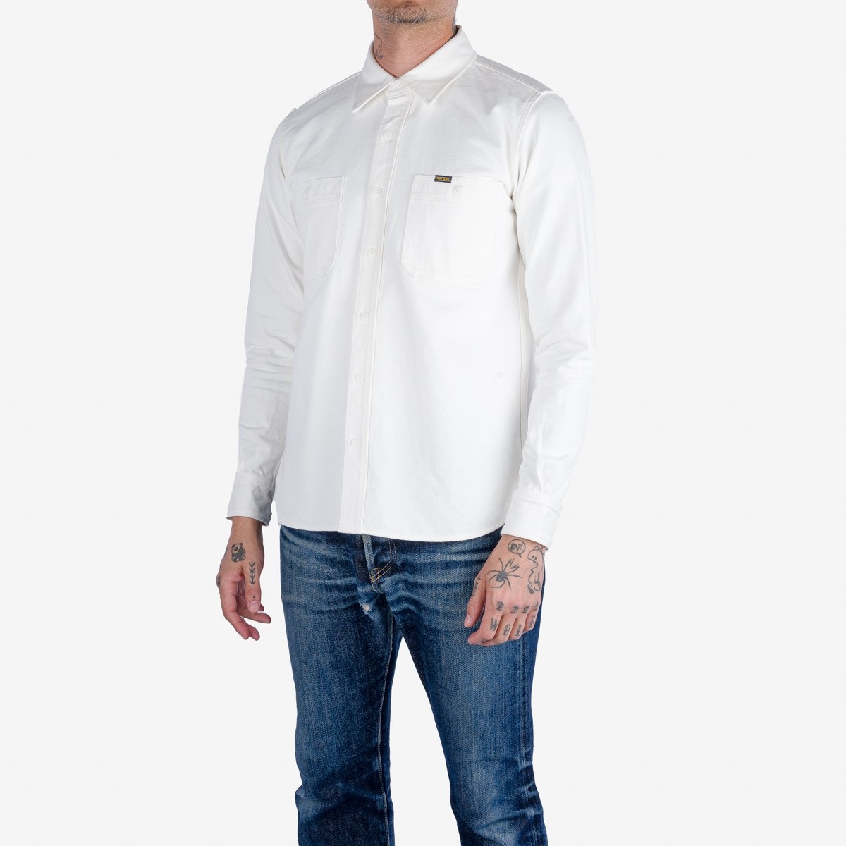 IHSH-391-WHT 13.5oz Denim Work Shirt - White - 2