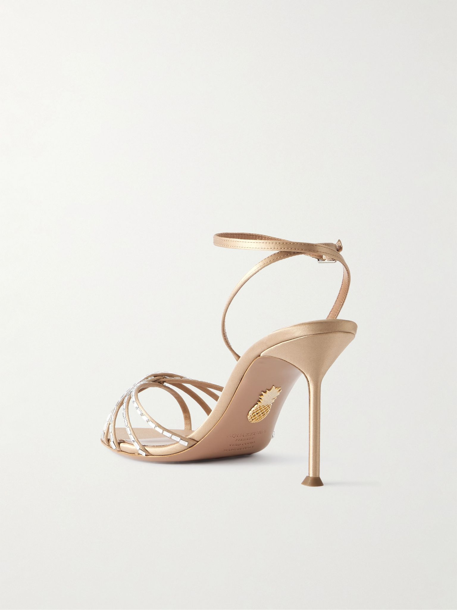 Tell Me crystal-embellished leather sandals Neutral - 3