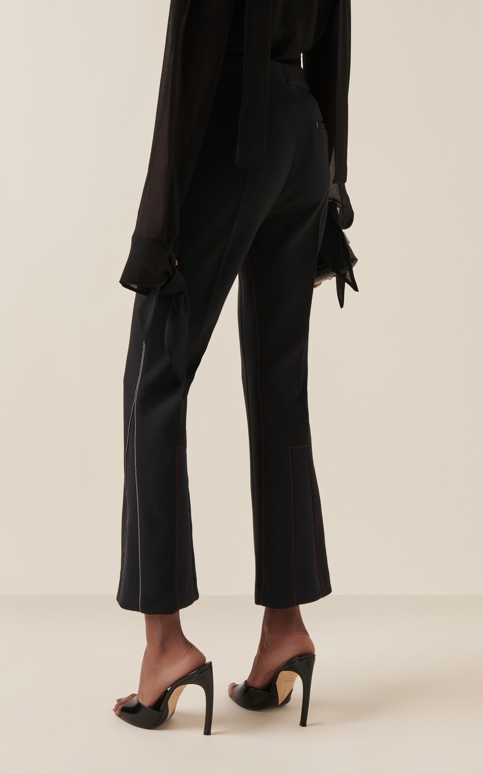 Rib Detail Cropped Trouser black - 4