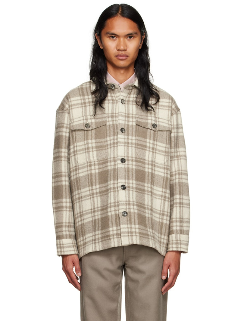 Beige & Off-White Oversized Shirt - 1