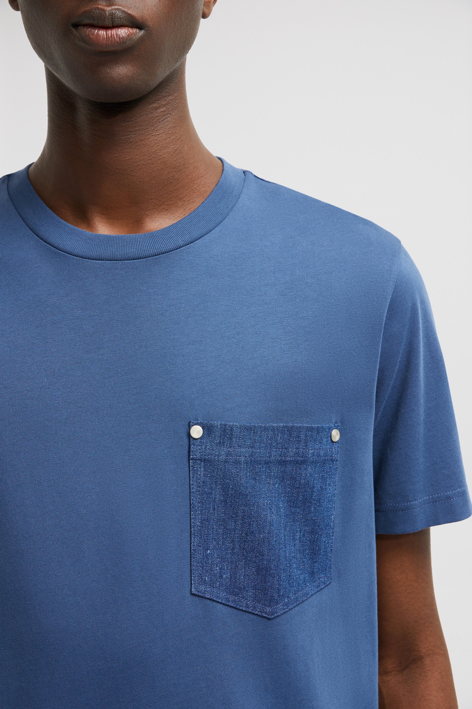 Cotton & Denim T-Shirt with Pocket - 6