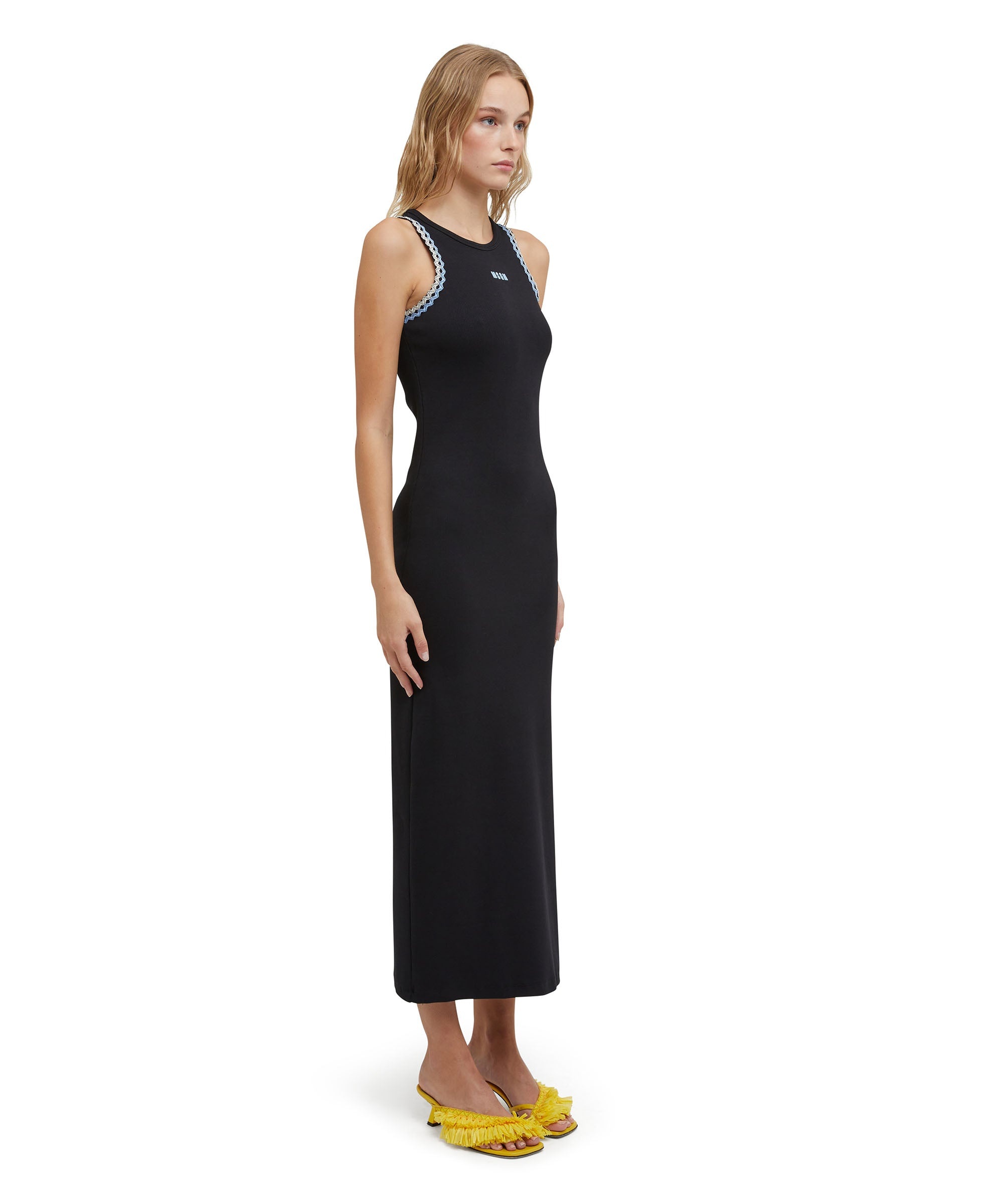 Ribbed jersey dress with applications and embroidered logo - 4