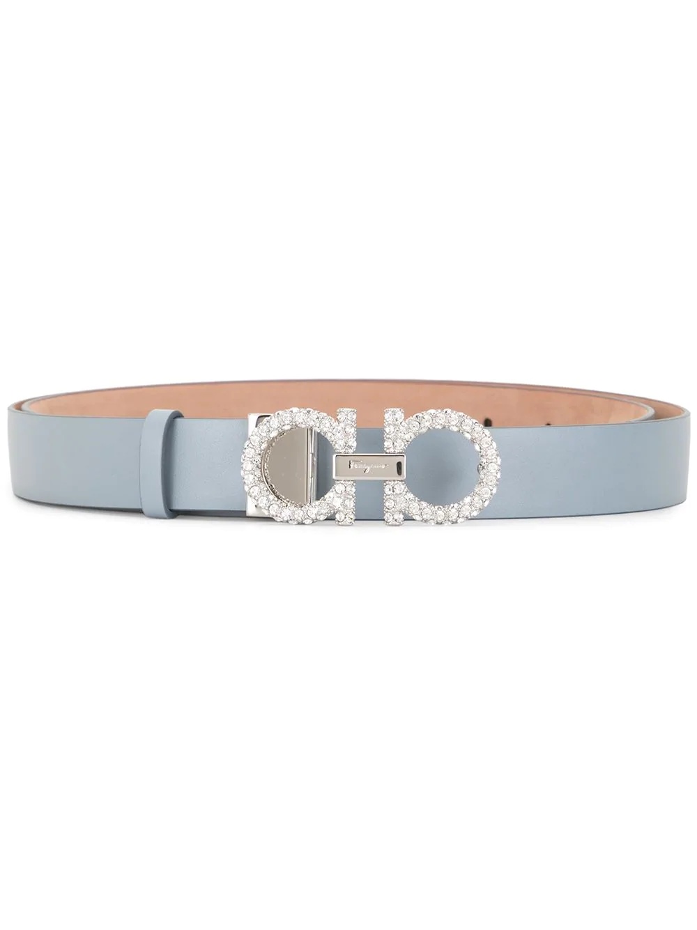 crystal-embellished double Gancini belt - 1