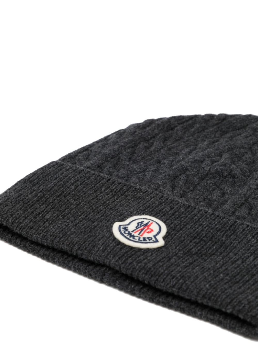 logo-appliquÃ© cable-knit beanie - 2