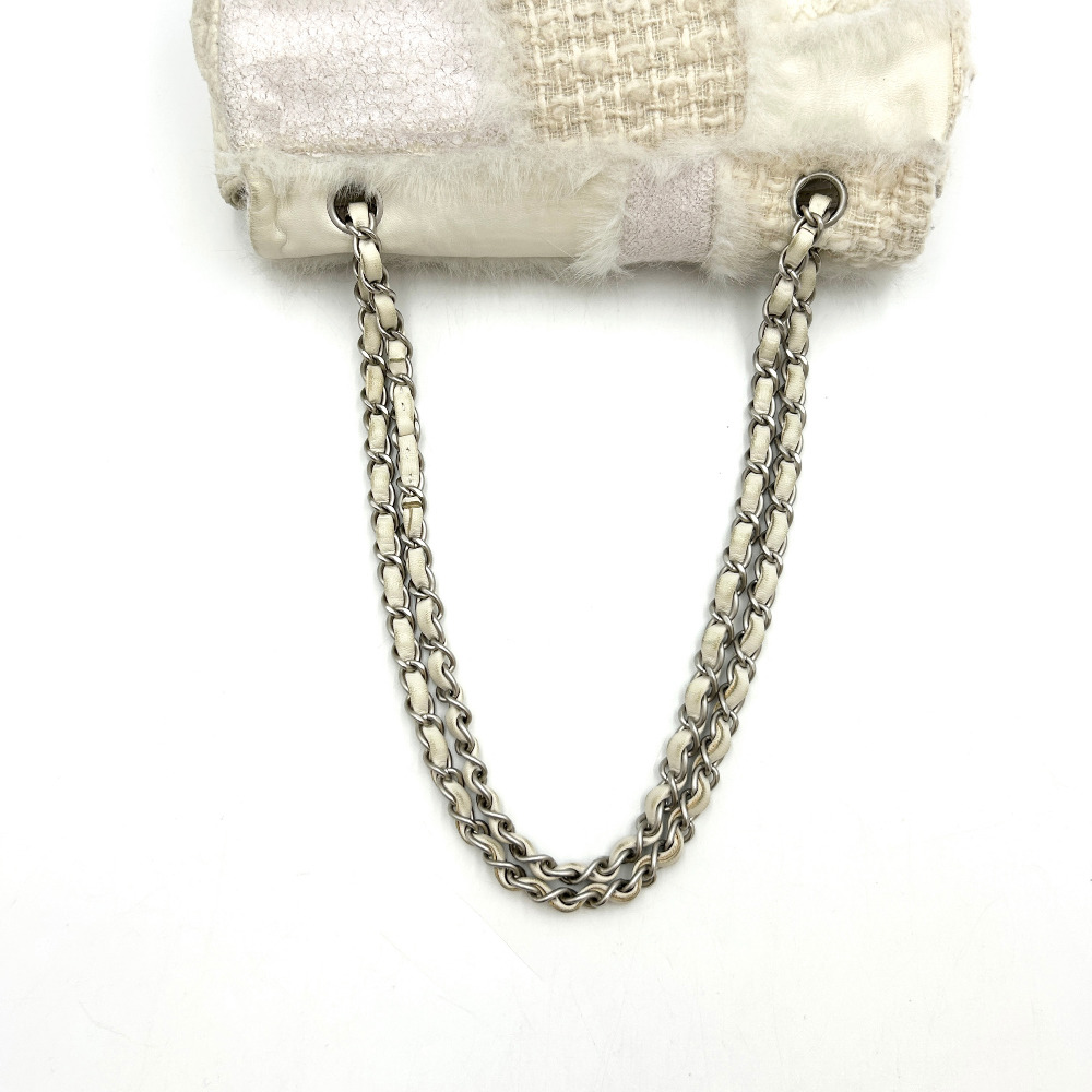 Chanel No. 14 Ivory Patchwork Tweed Flap Bag Medium - 10