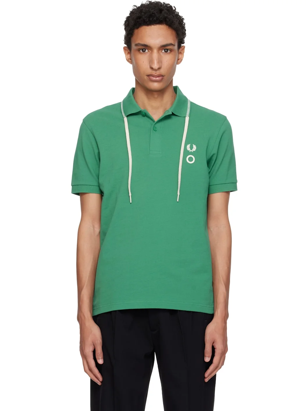Green Fred Perry Edition Drawcord Collar Polo - 1