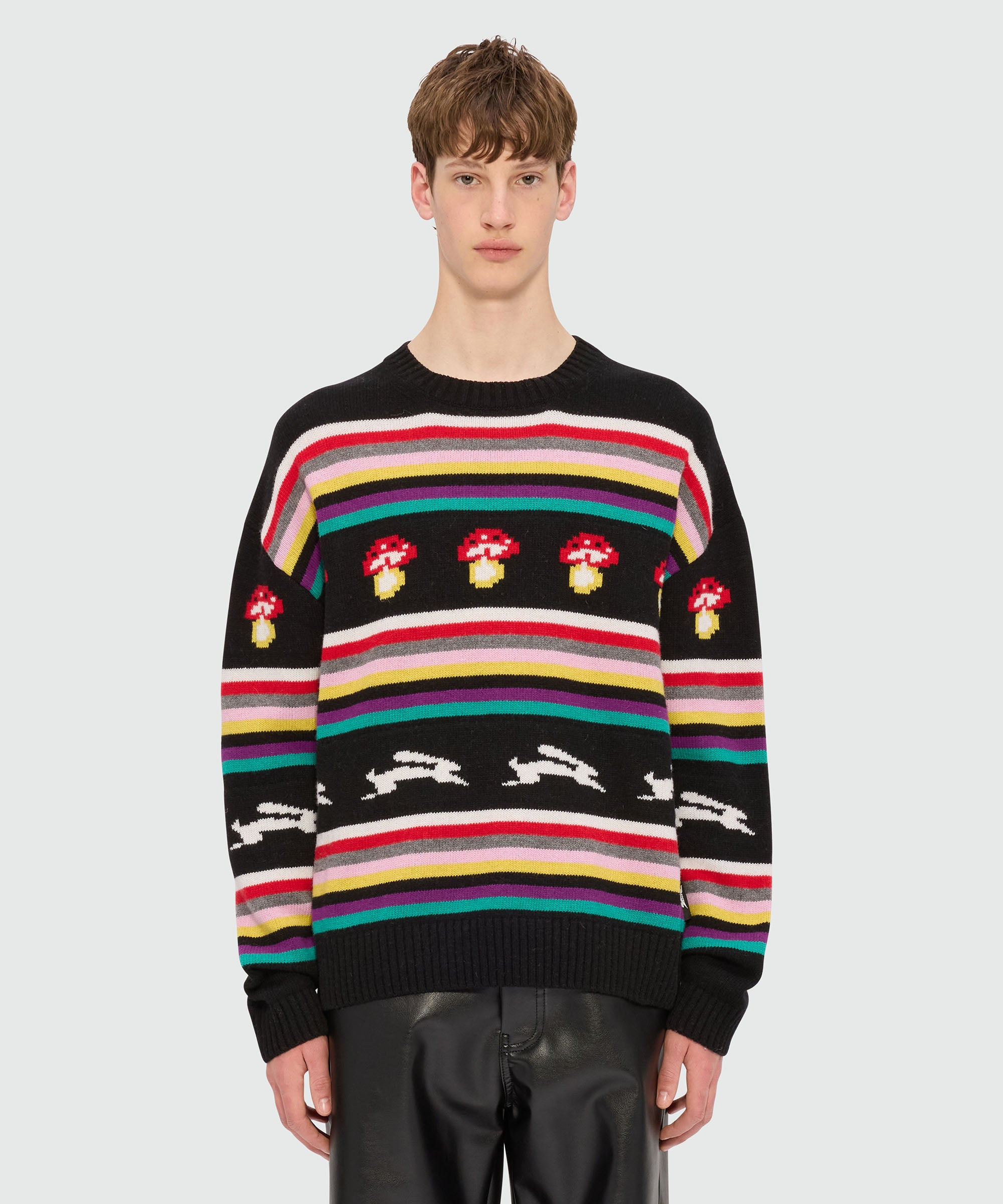 Multicolor jacquard sweater "Follow the rabbit®" and "I Love Mushrooms" - 2