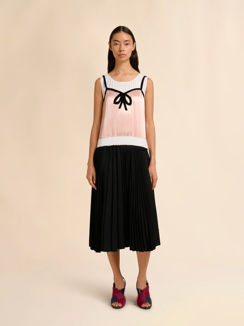 Marni PINK AND BLACK SATIN DRESS WITH BOW outlook