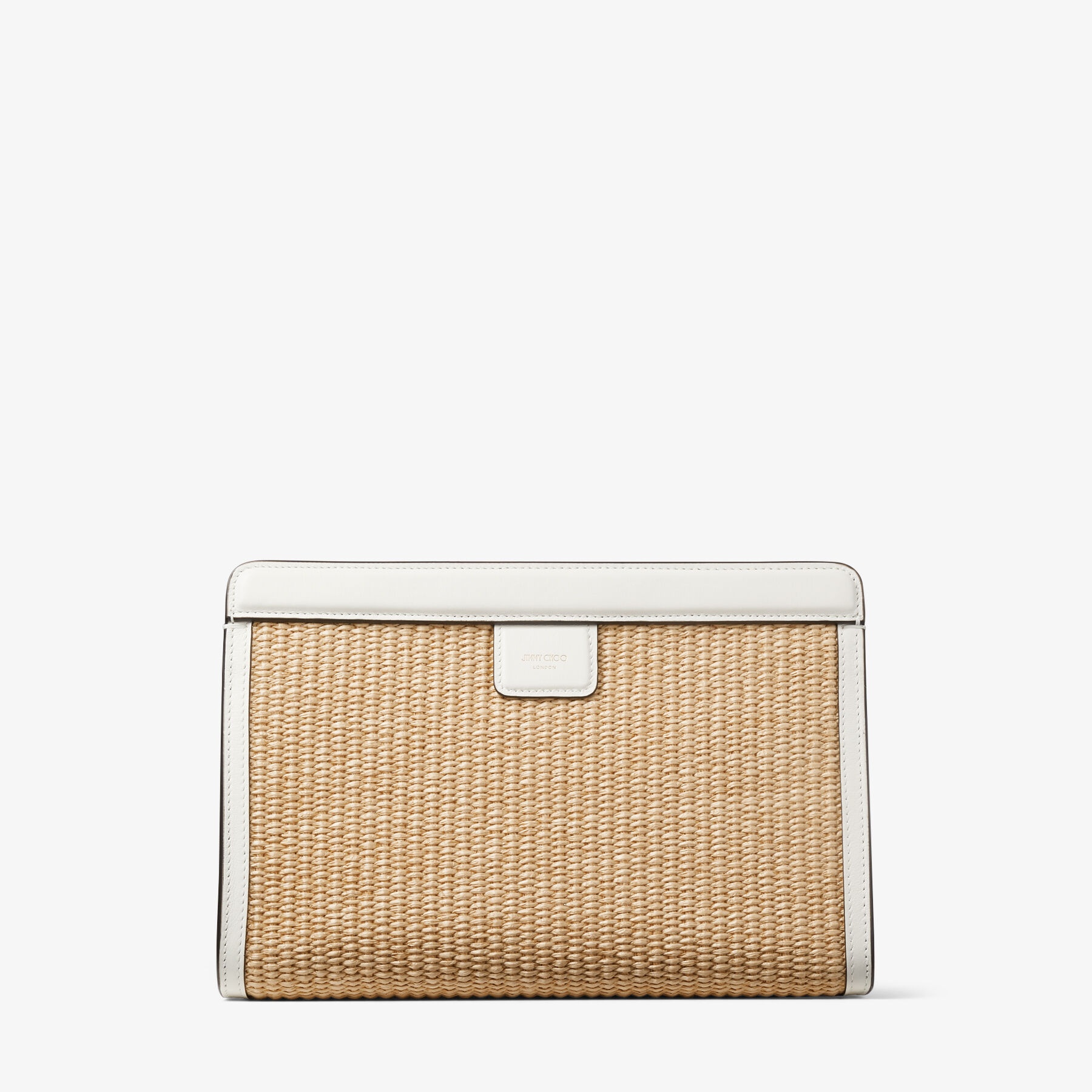 Varenne Pouch
Natural Raffia and Smooth Leather Pouch with Jimmy Choo Embroidery - 6