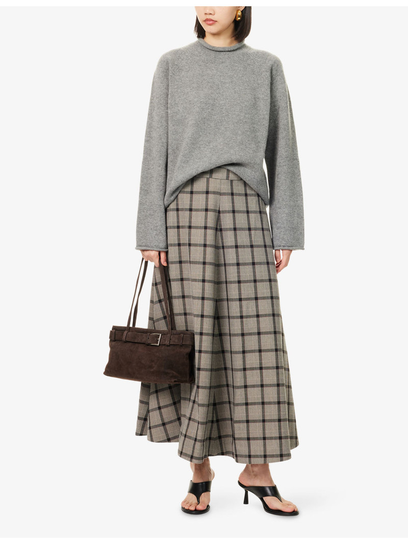 Reformation Reformation x Nara Smith First Light Plaid-Pattern Woven Maxi Skirt outlook