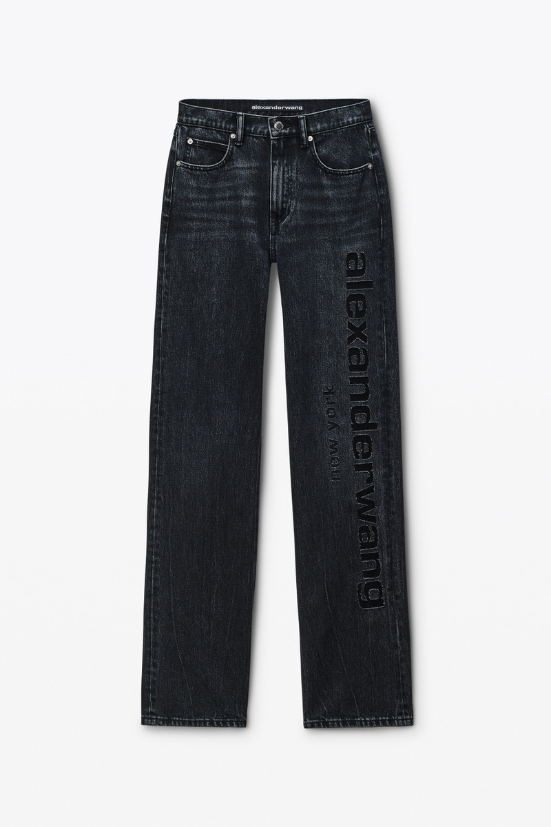 grey logo cutout mid-rise jeans 1