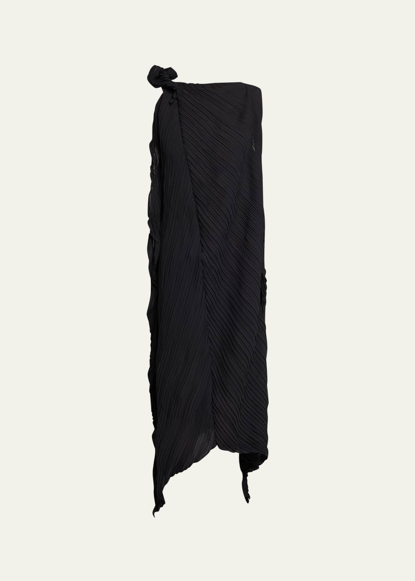 Wrinkled And Twisted Dress, Black - 1