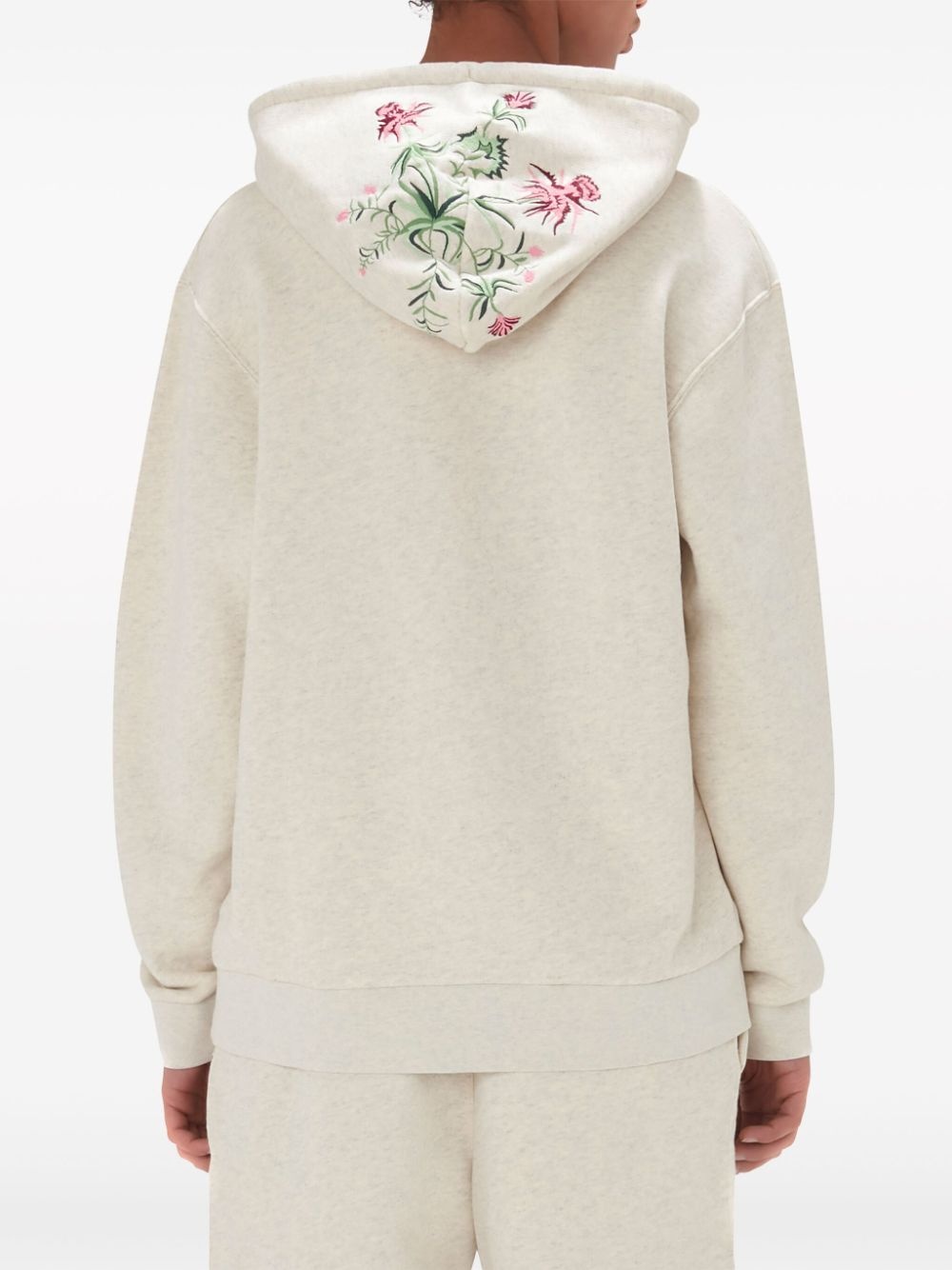 floral-embroidered cotton hoodie - 4