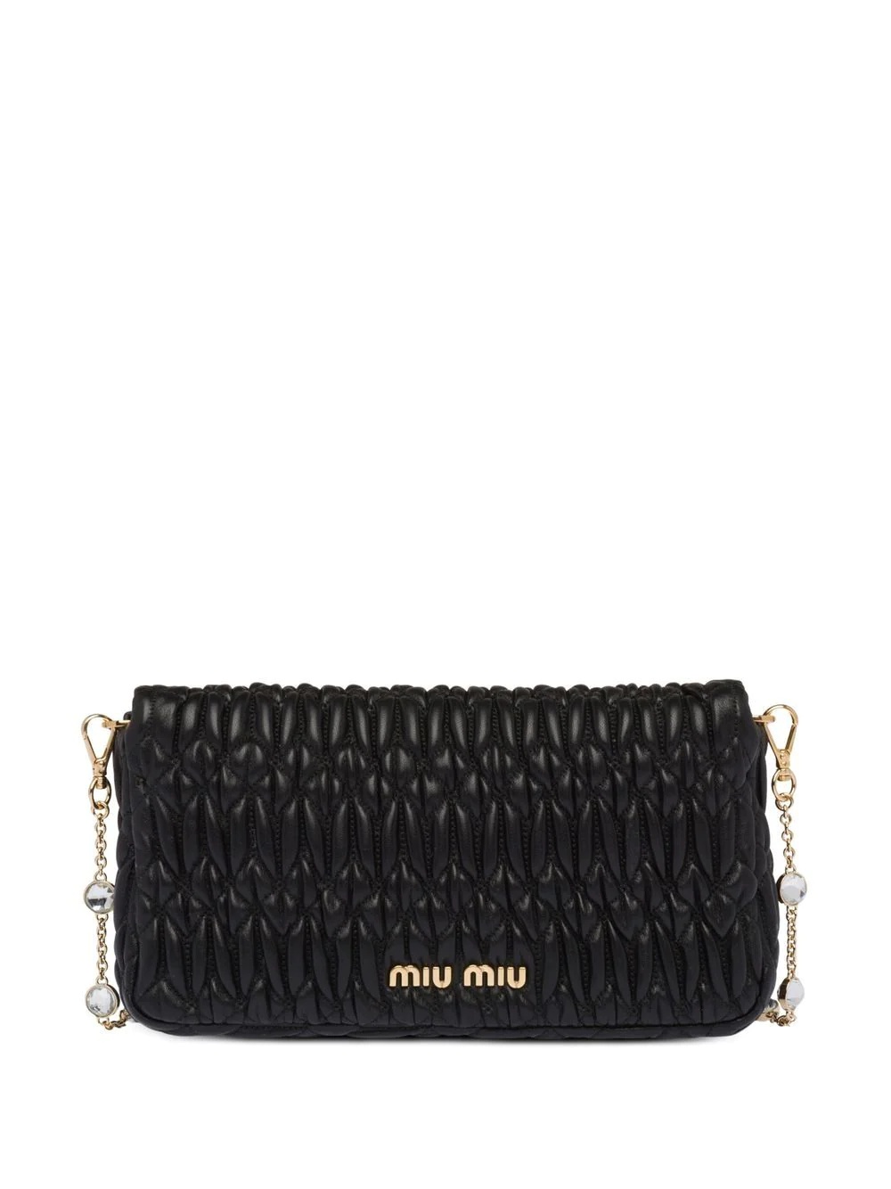 Miu Crystal Cloqué nappa leather bag - 3