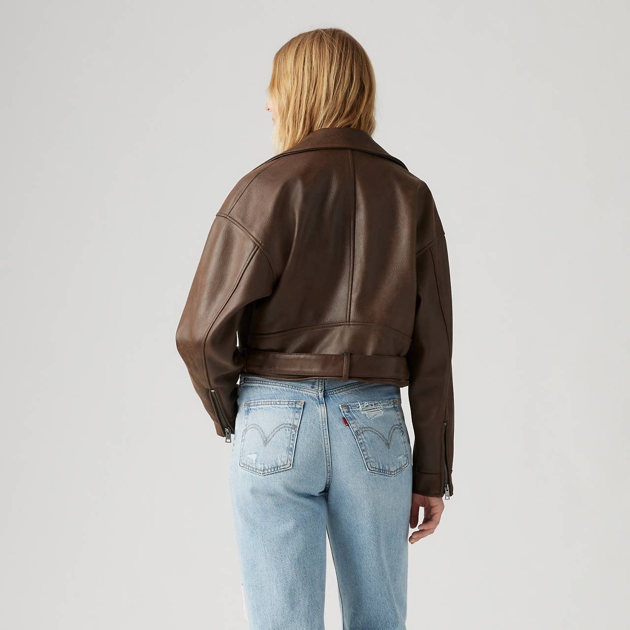 BELTED CROP MOTO JACKET - 3