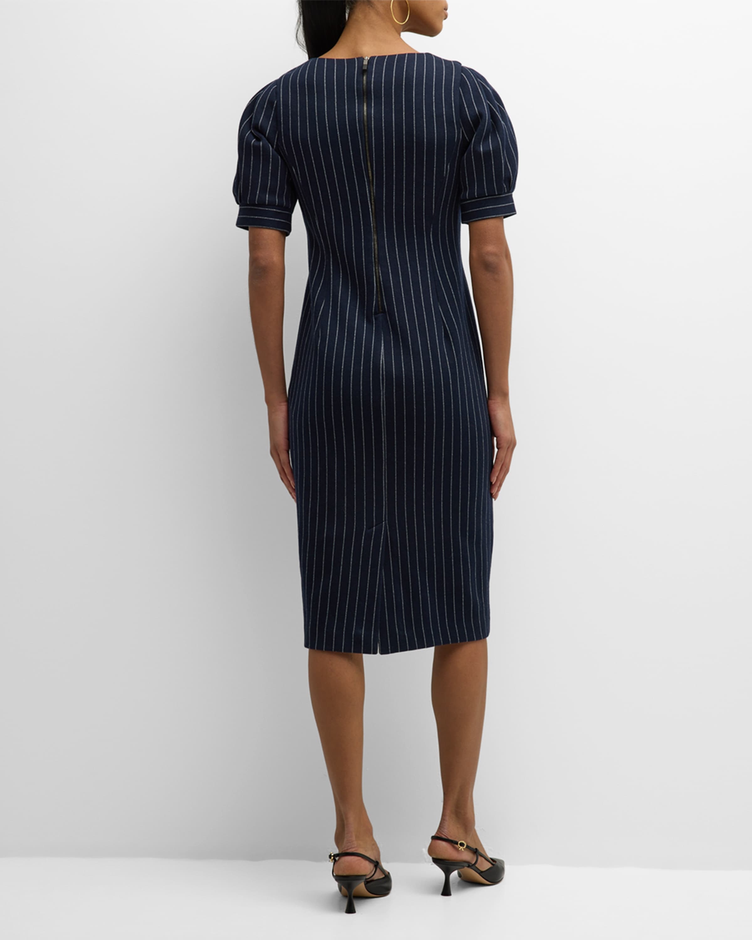 Tunica Striped Puff-Sleeve Midi Dress - 4