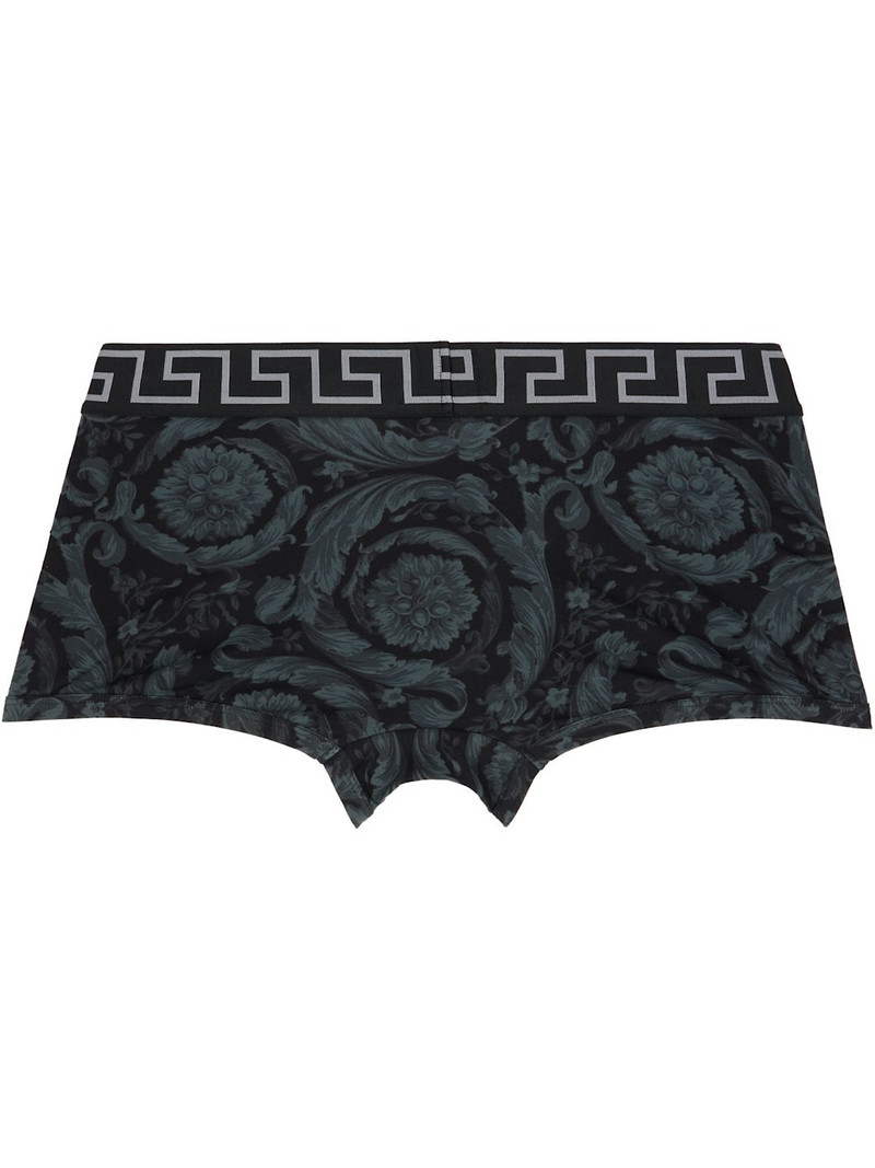 VERSACE Black & Gray Printed Jacquard Cotton-Jersey Boxer Briefs outlook