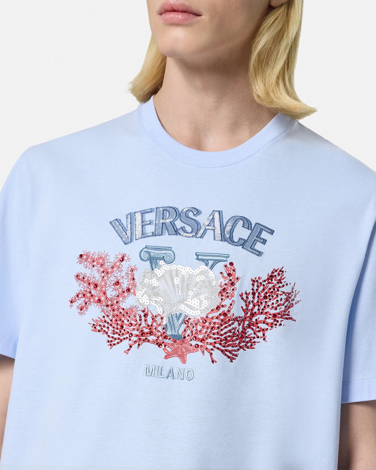 Embroidered University Coral T-Shirt - 3