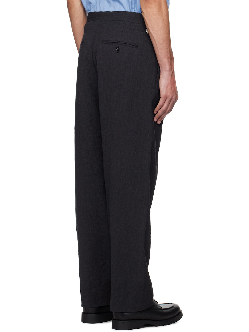 Gray Seamless Pleat Trousers - 3
