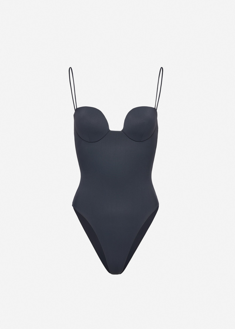Retro bustier swimsuit in grey 1