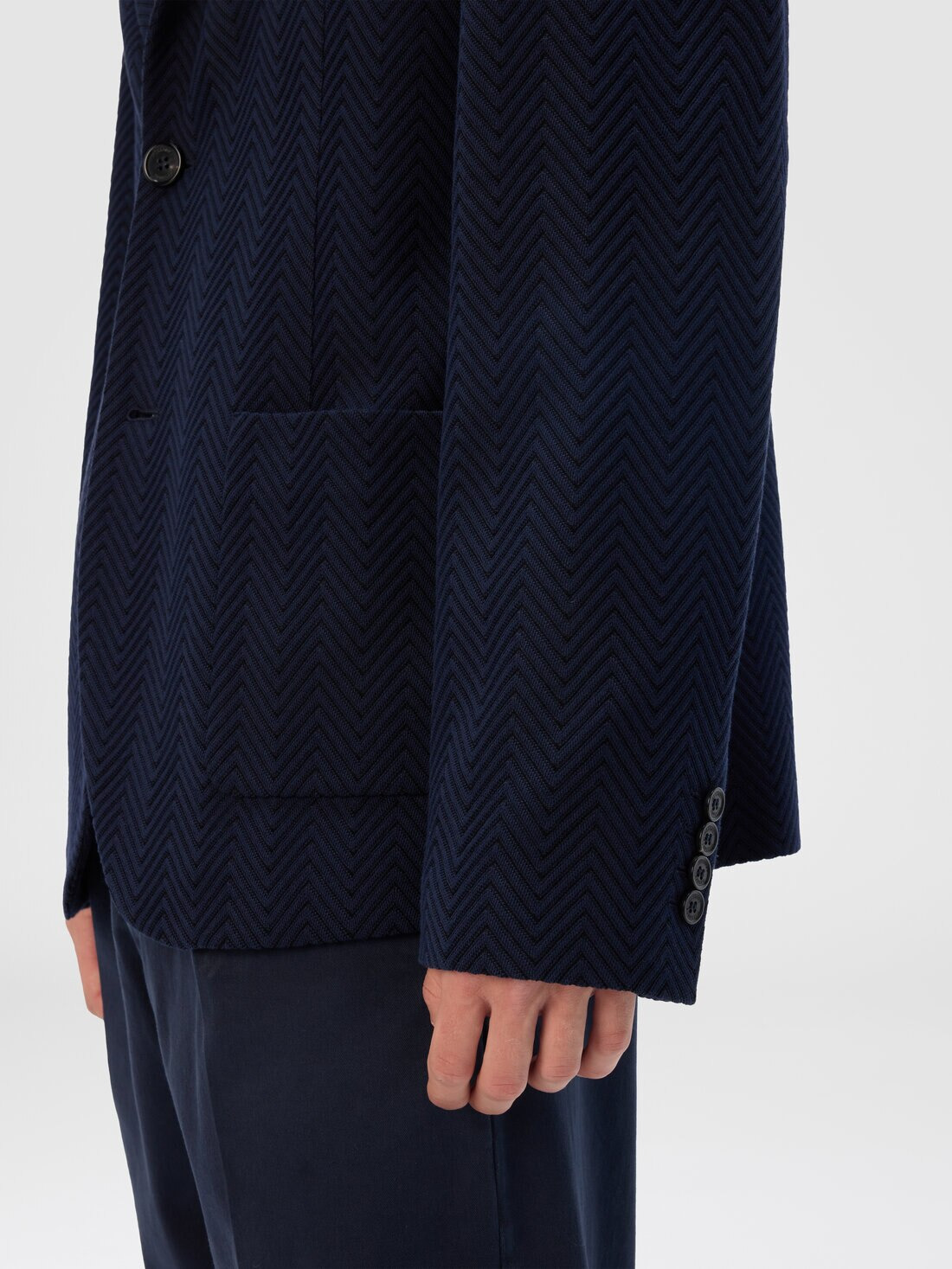 Single-Breasted Jacket with Zigzag Pattern - 5