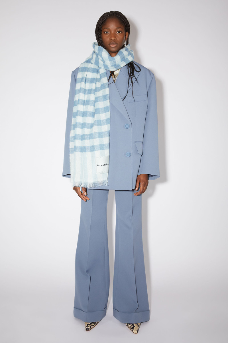 Acne Studios Check cashmere linen scarf - Light blue/ecru white outlook