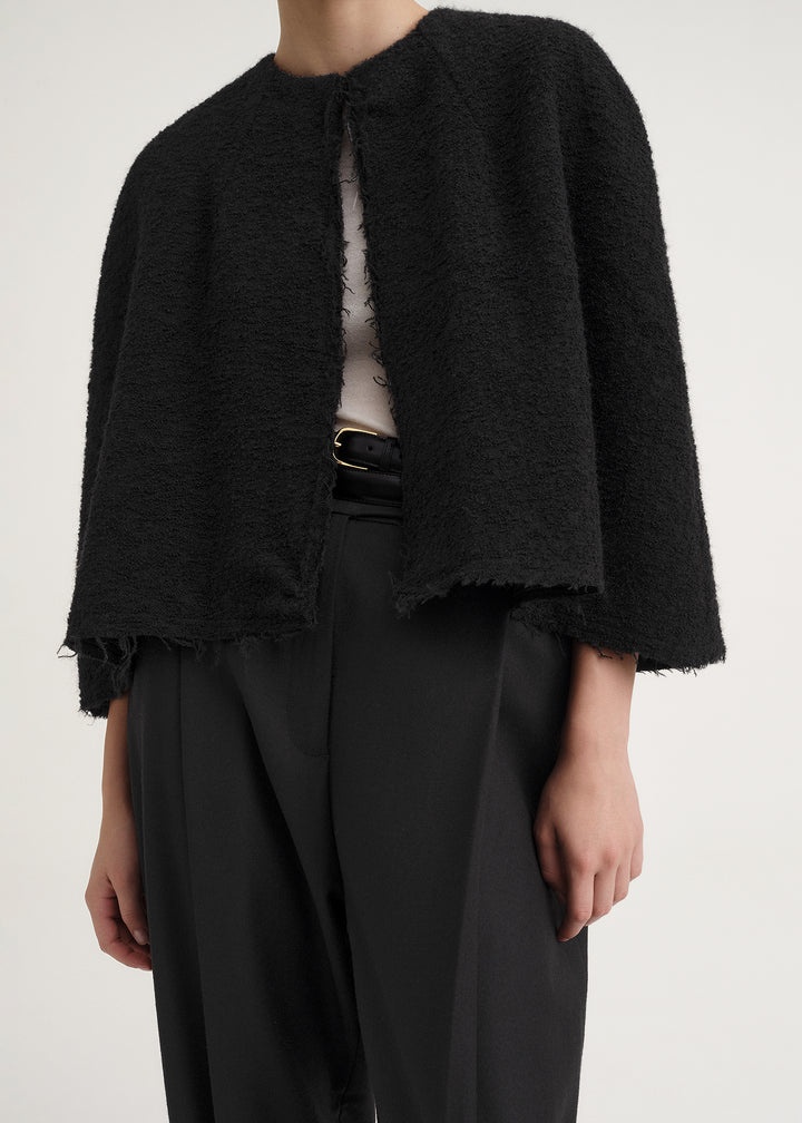 Wool bouclé cape black - 6