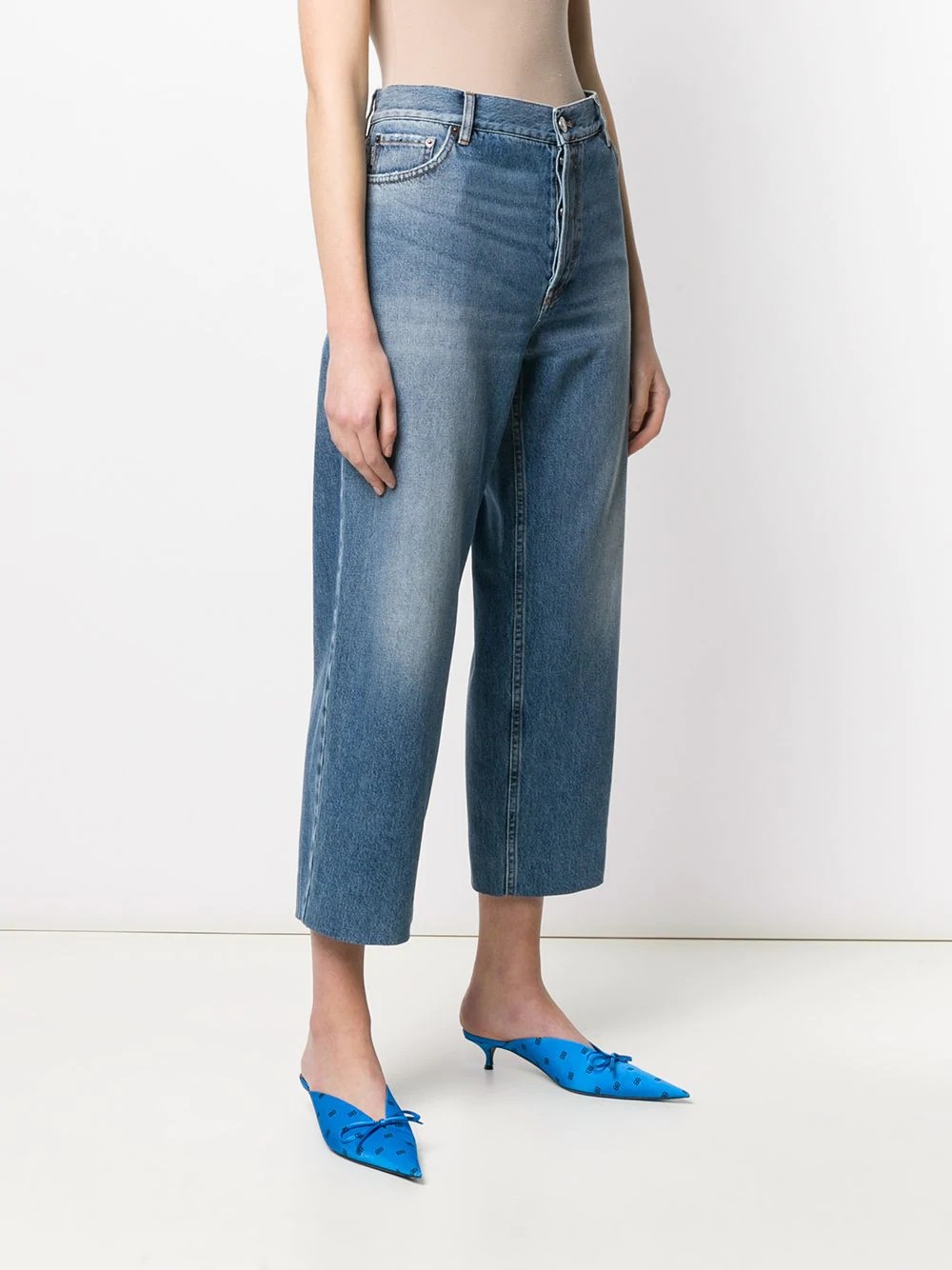 cropped denim trousers - 3