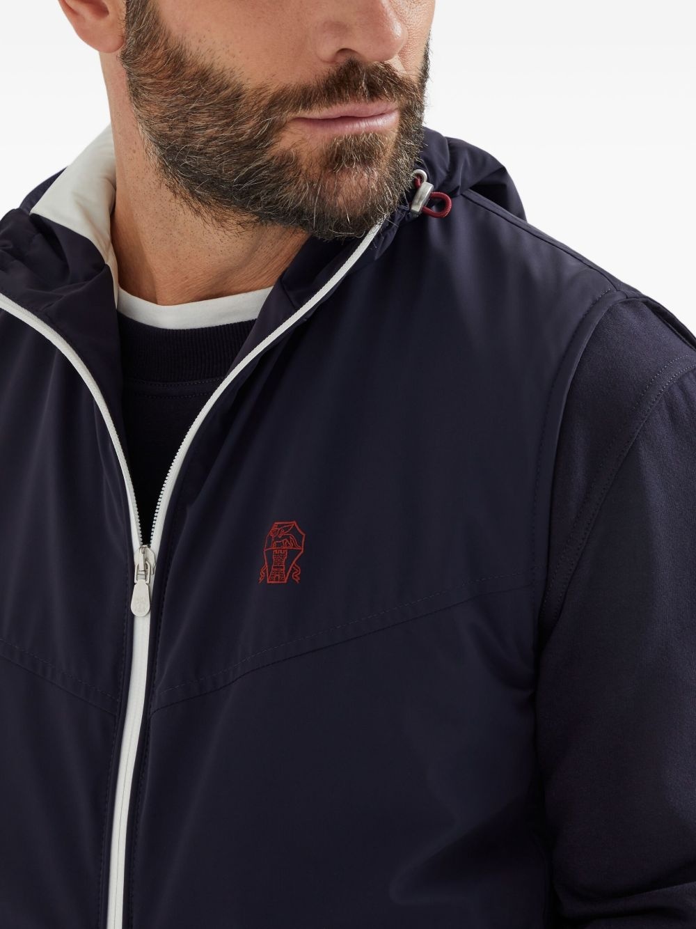 zip-up hooded gilet - 6