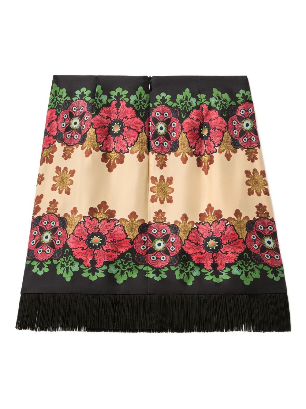 floral-print fringed skirt - 1