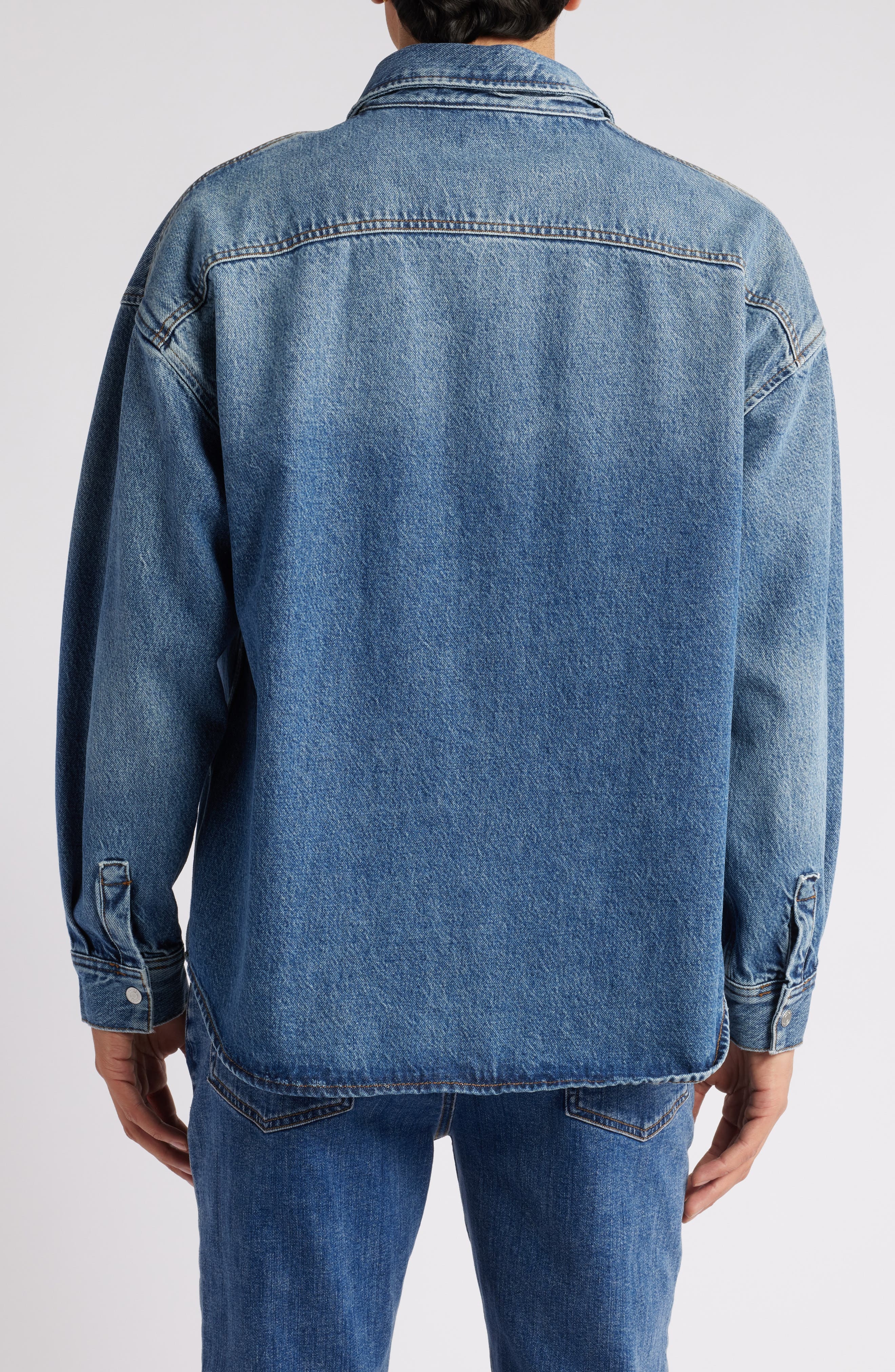 FRAME Relaxed Double Pocket Denim Shirt Jacket in Briset at Nordstrom - 2