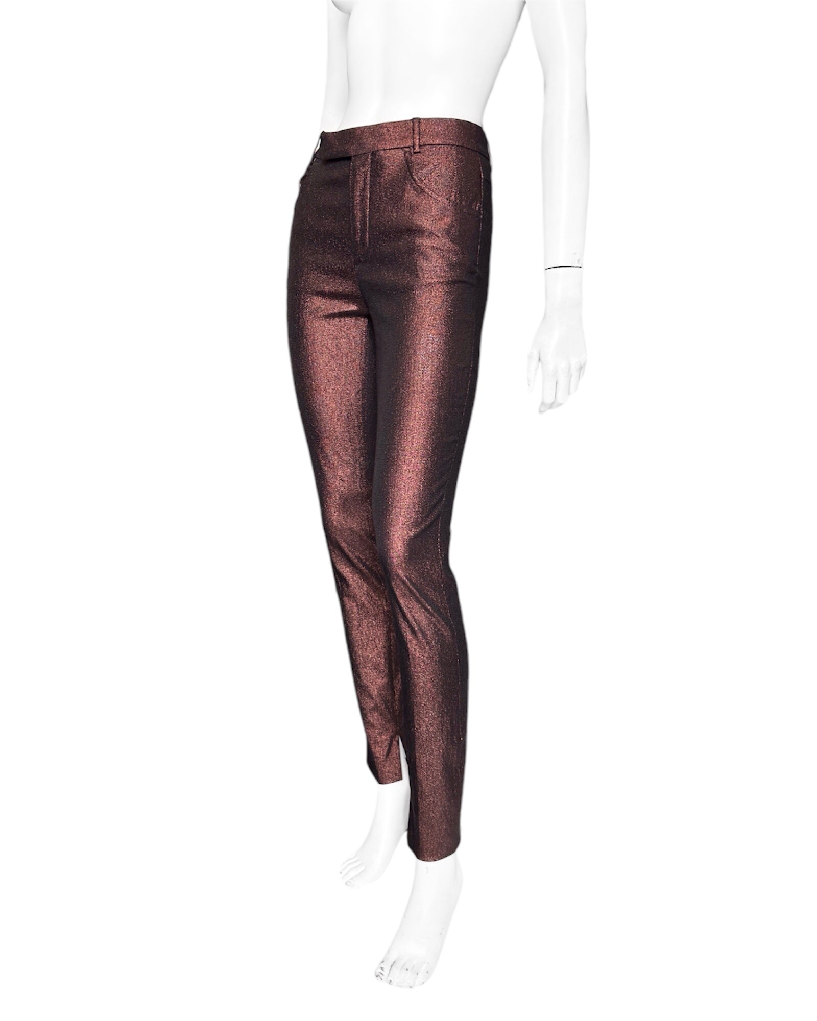 Gucci Spring 1997 Tom Ford Metallic Brown Glitter Lurex Pants 40 - 5