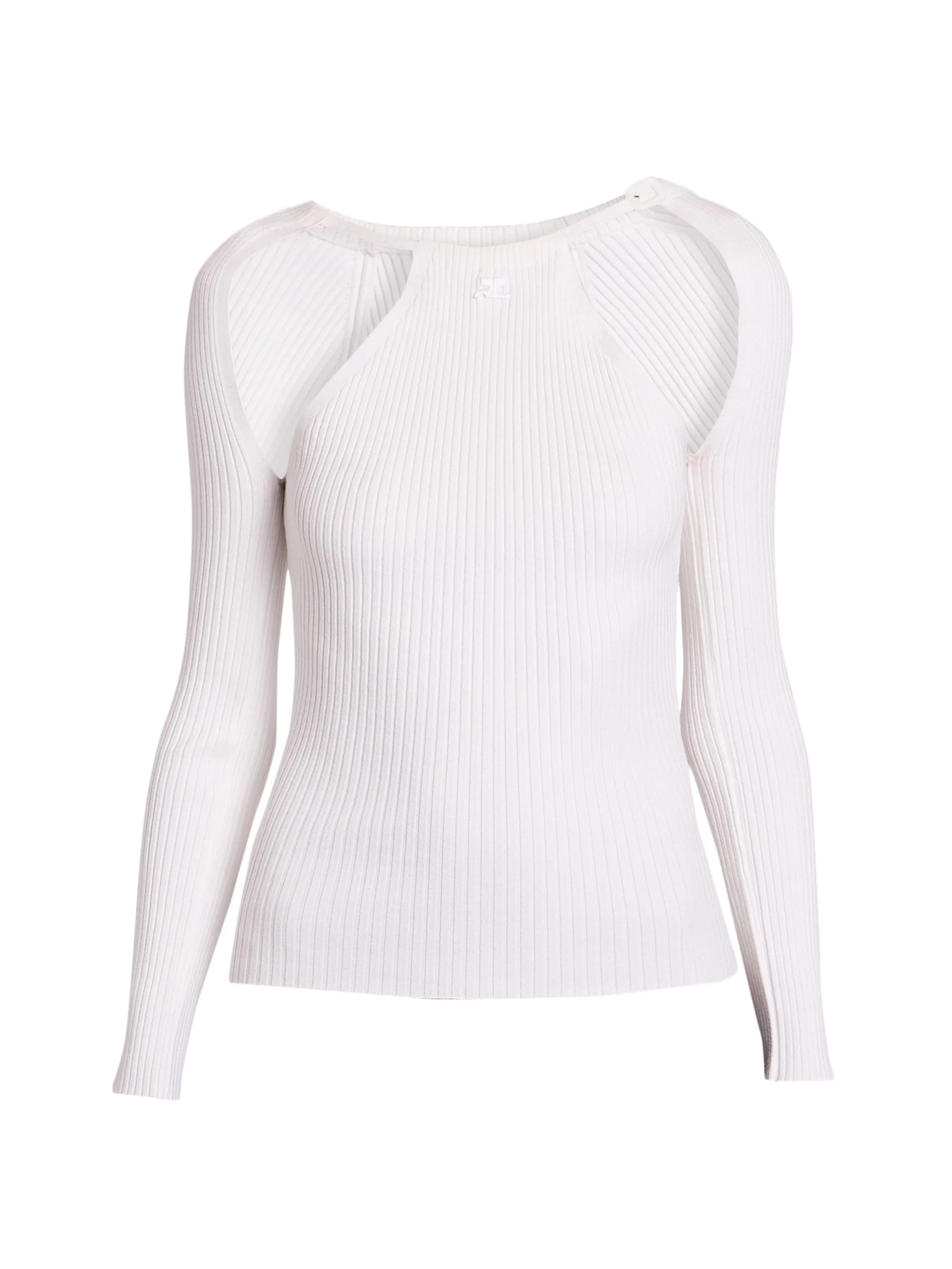 Women's Rib-Knit Cut-Out Sweater - Heritage White - 1