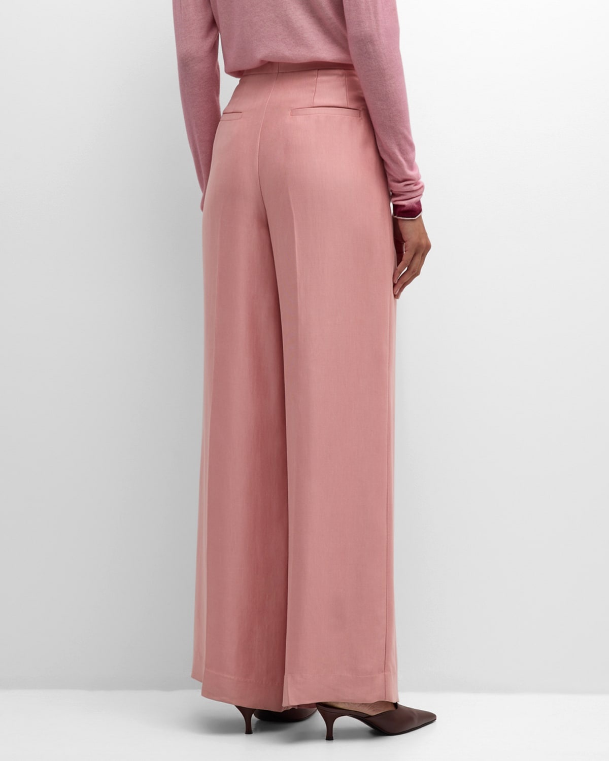 Slouchy Elegance Wide-Leg Twill Pants - 5