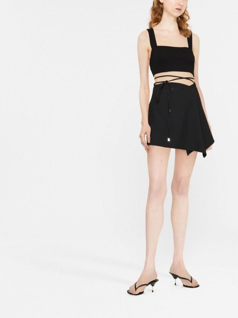 tied-waist asymmetric mini skirt - 2