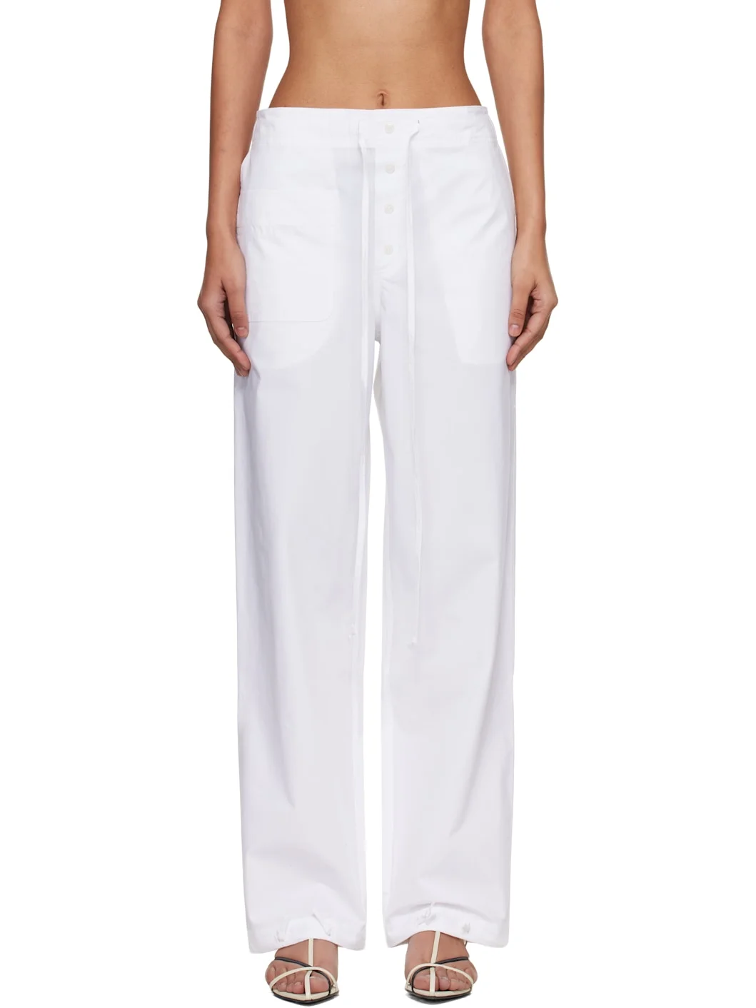 White Cargo Trousers - 1
