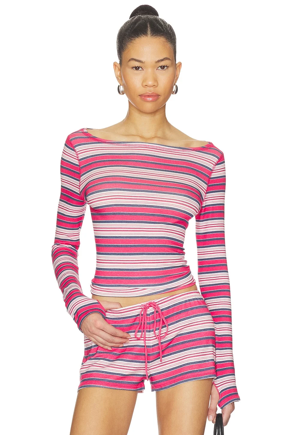 X JENNIE Sophie Lightweight Jersey Long Sleeve Top - 1