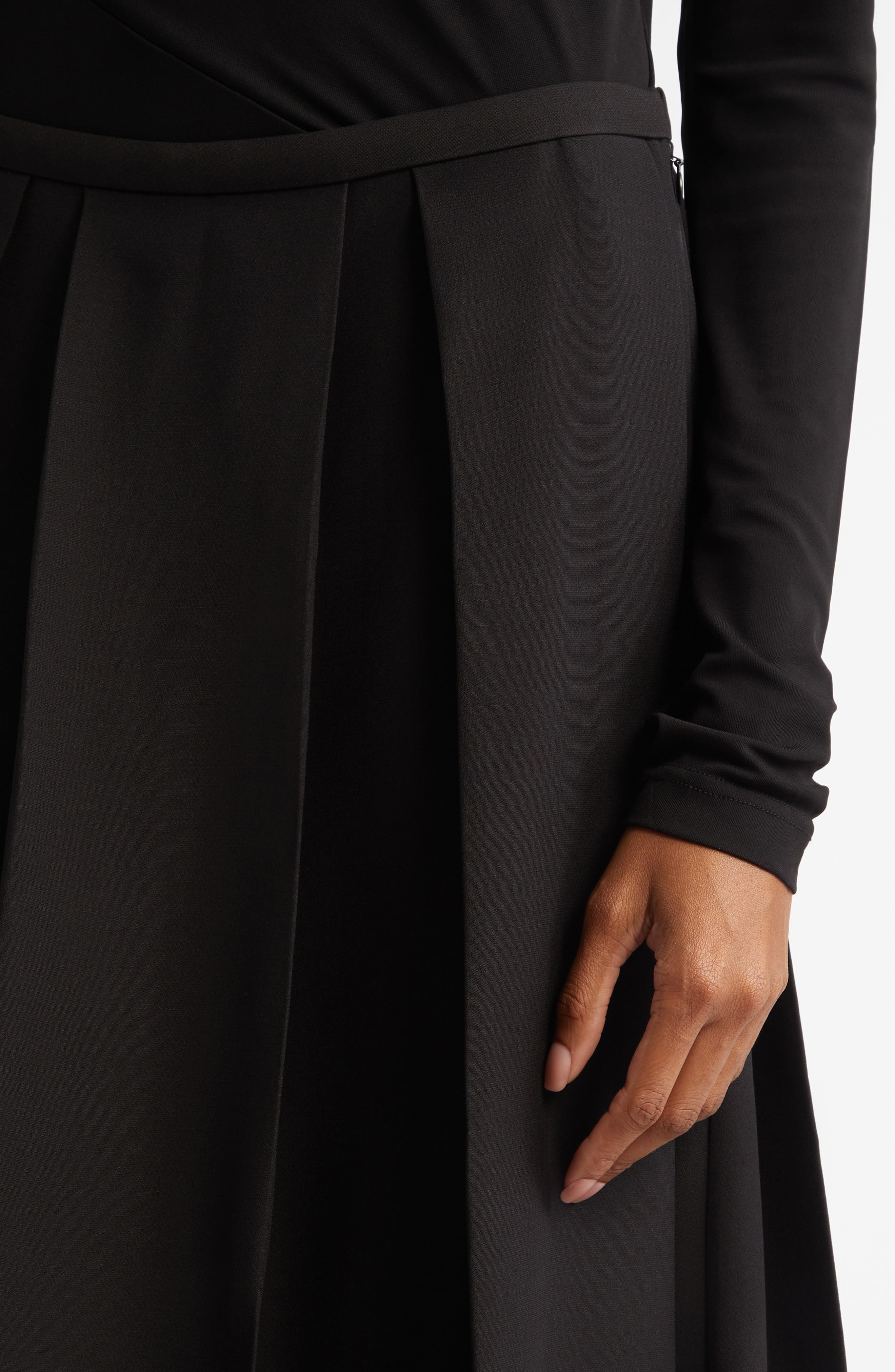 TOTEME Twinflower Pleated Wool & Silk Midi Skirt in Black at Nordstrom - 5