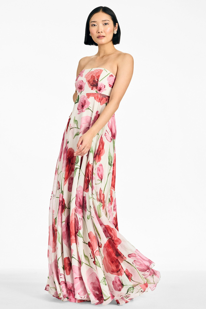 EMBELLISHED AMES GOWN - GRANDE WATERCOLOR POPPIES 8