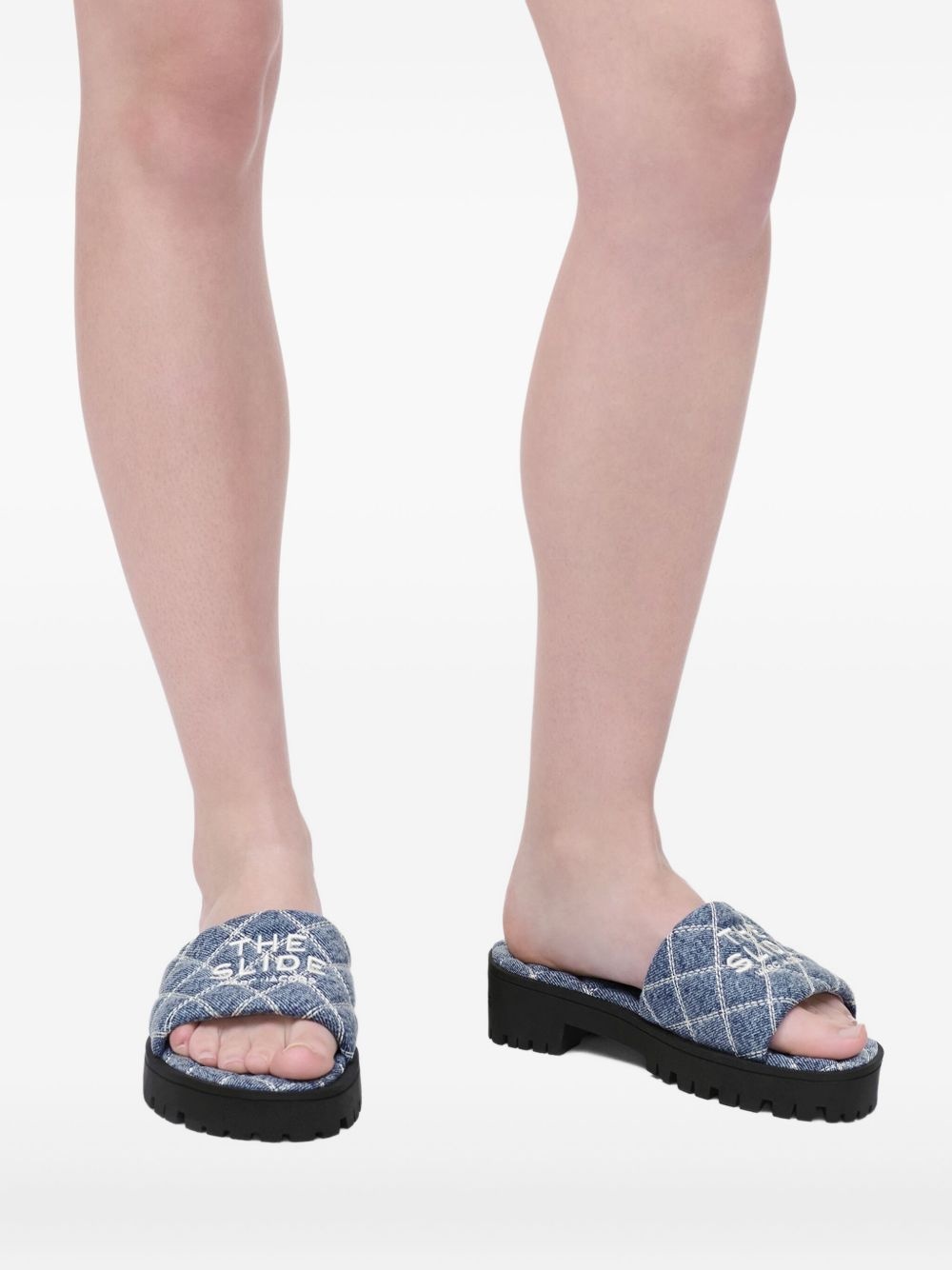 The Quilted denim slides - 7