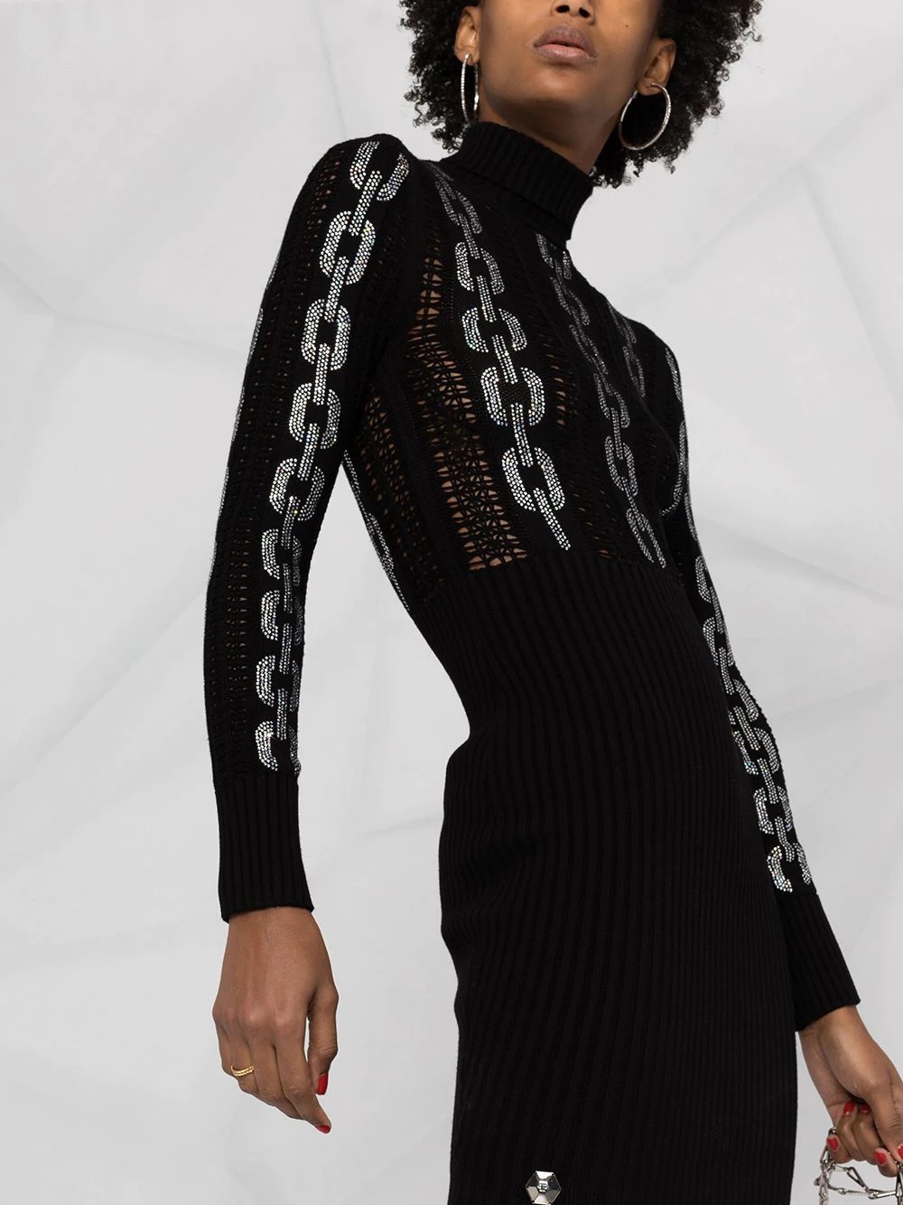 sequin chain knit dress - 5