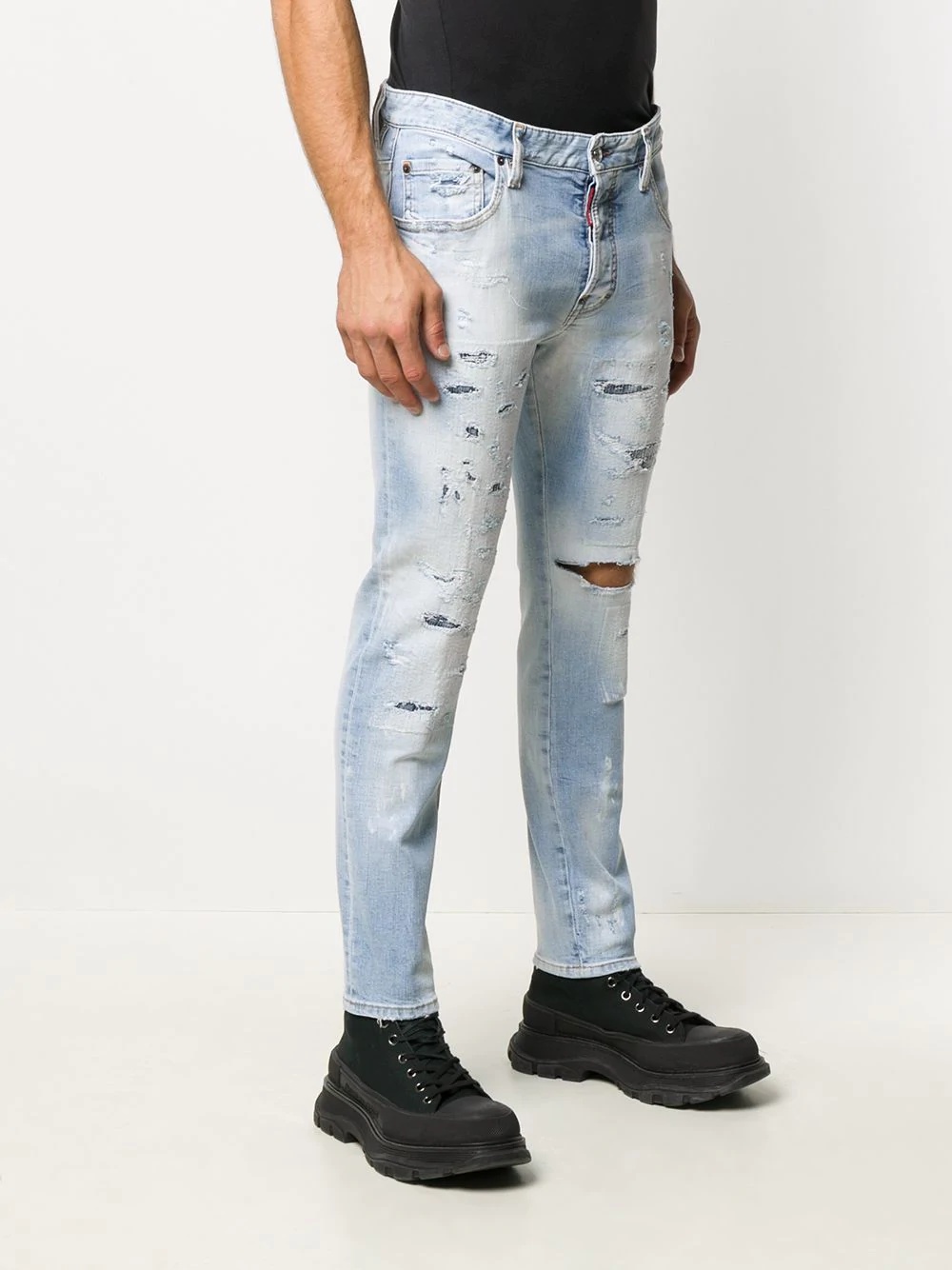 bleach wash distressed jeans - 3