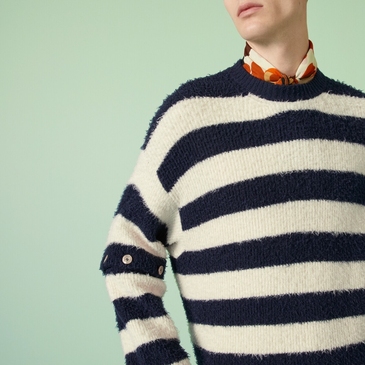 Striped knit cotton sweater - 3