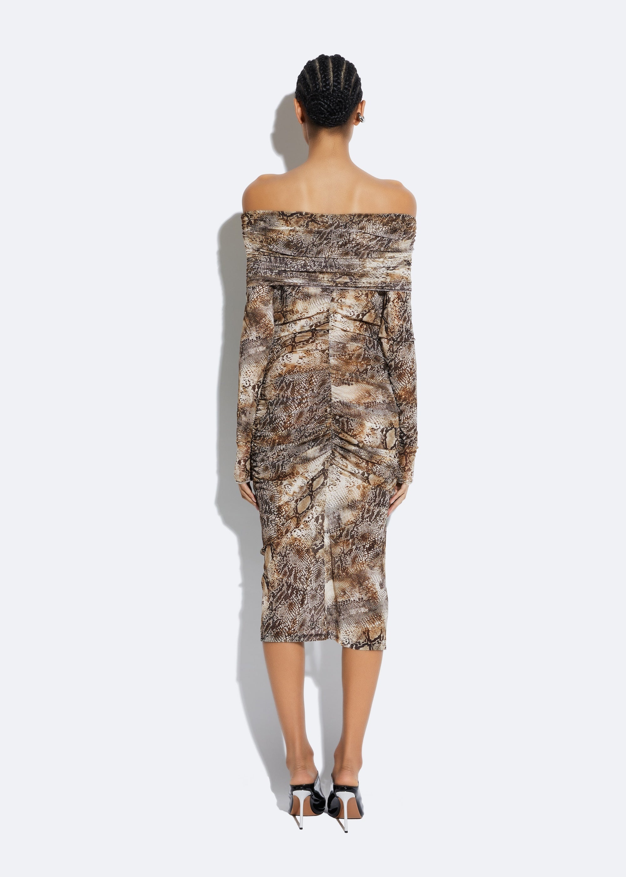 Snake Mesh Off The Shoulder Dress - 5