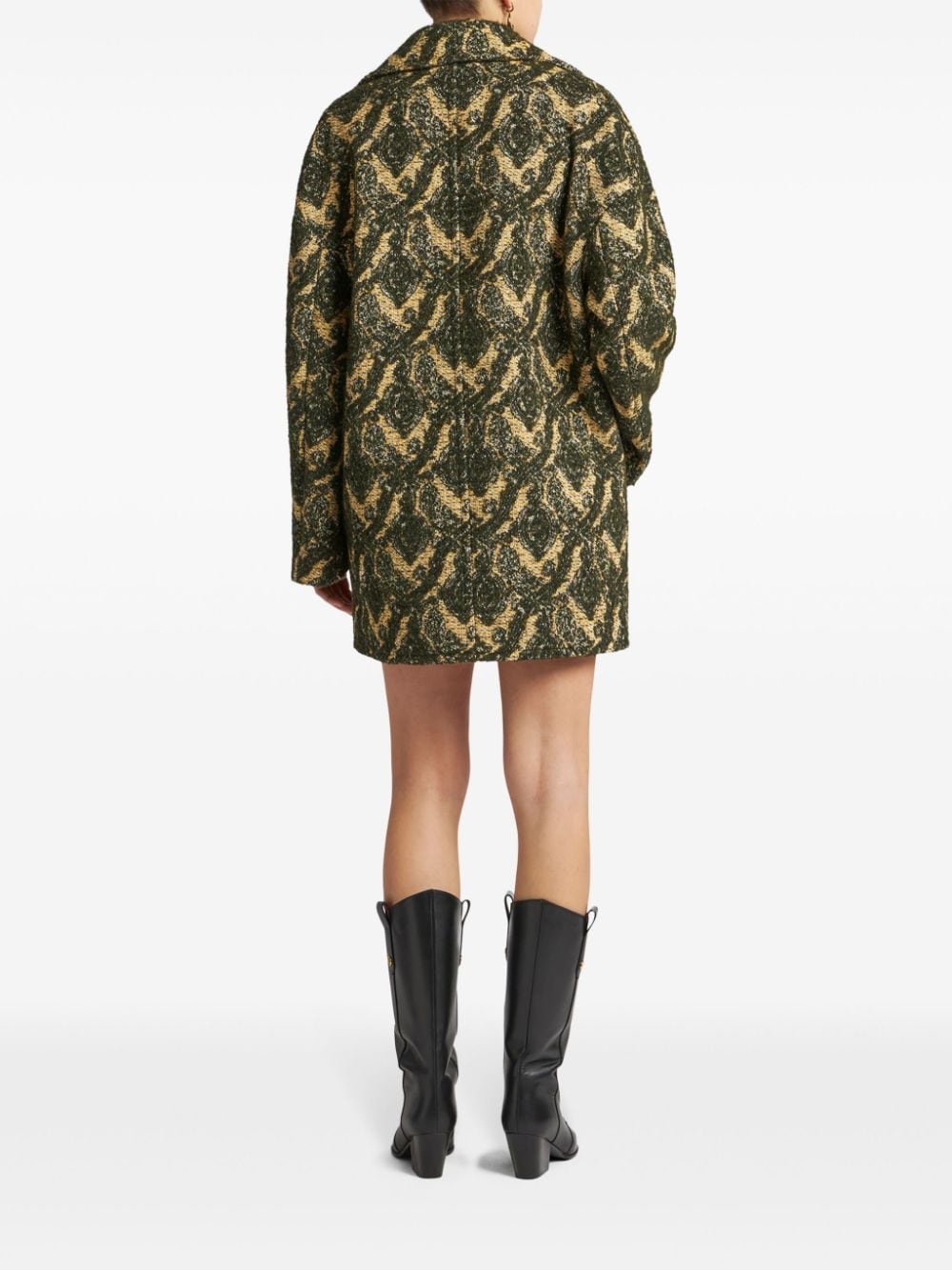 jacquard double-breasted coat - 4