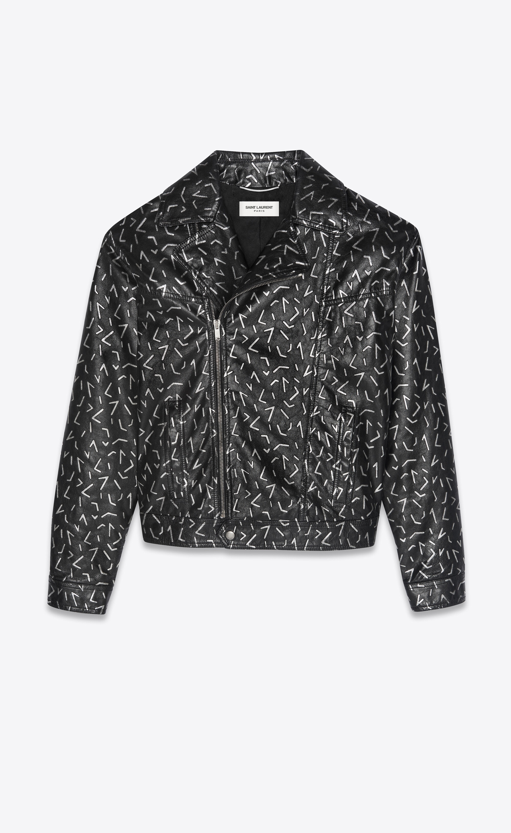 leather jacket with silver embossed details - 1